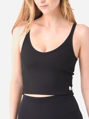 Vuori Women's Size Medium Black Rib Crop Tank Top